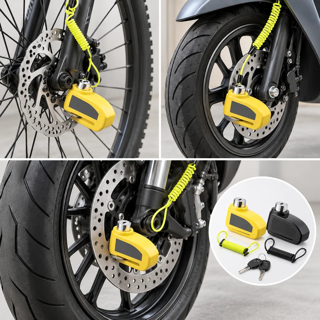 110 dB Alarm-Bremsscheibenschloss – Bremsscheibenschloss für Fahrräder, Mopeds und Motorräder