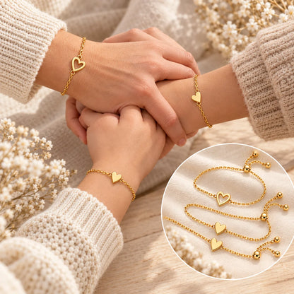 Herz-Armband-Set – 14K vergoldetes Herzarmband