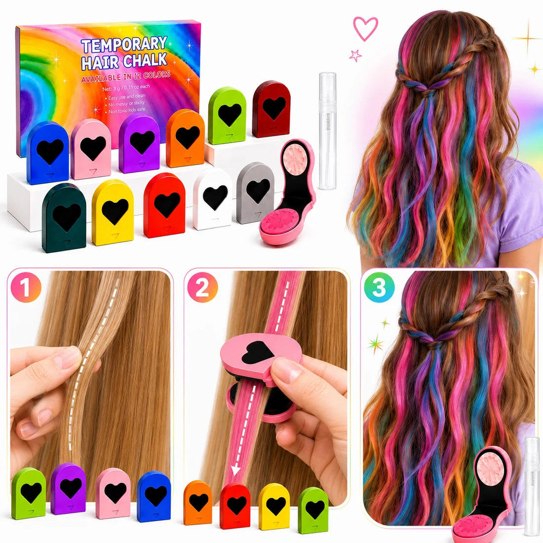 ColorPop Haar kreide-Stifte – 12 auswaschbare Farben