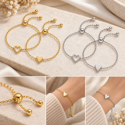 Herz-Armband-Set – 14K vergoldetes Herzarmband