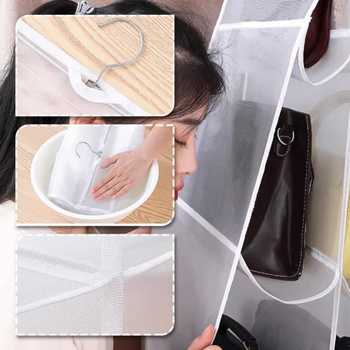 Hängende Staubschutztasche für 6 bzw. 8 große Handtaschen