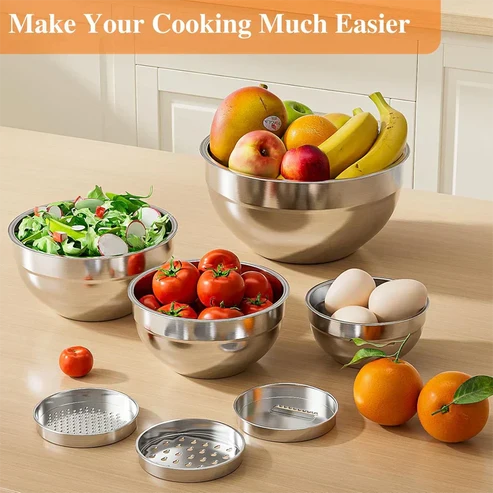 Edelstahl-Schüssel-Set – Vielseitiges Küchen-Set zum Kochen, Backen & Aufbewahren