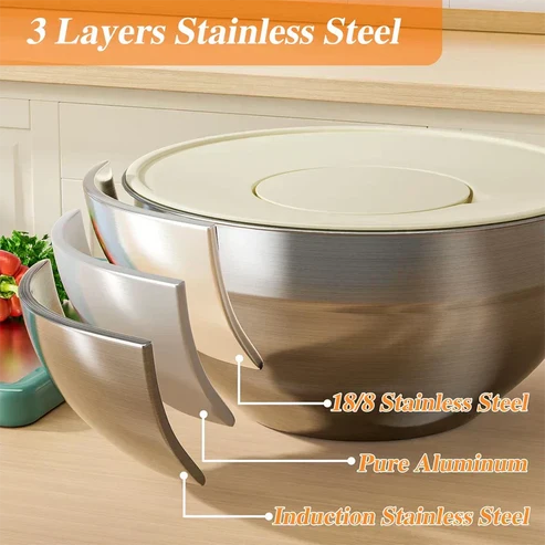 Edelstahl-Schüssel-Set – Vielseitiges Küchen-Set zum Kochen, Backen & Aufbewahren