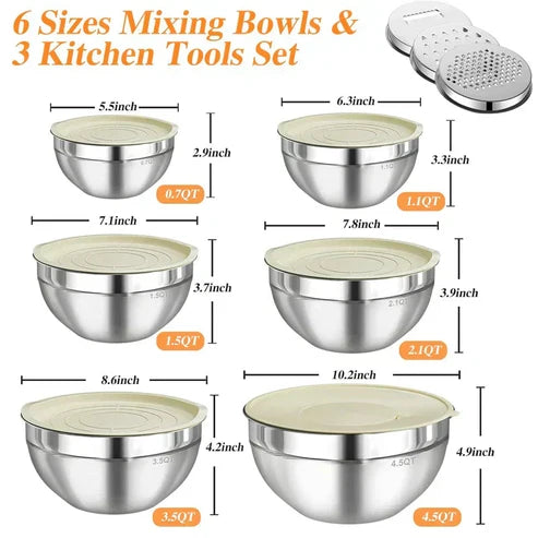 Edelstahl-Schüssel-Set – Vielseitiges Küchen-Set zum Kochen, Backen & Aufbewahren
