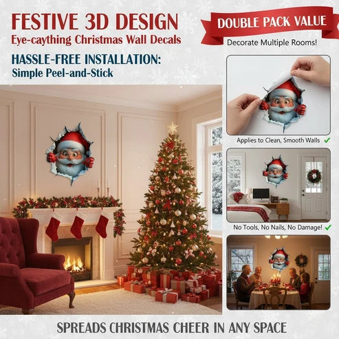 3D-Weihnachts-Wandsticker – 1 Set (2 Stück)  Weihnachtliche Stimmung in nur einer Minute