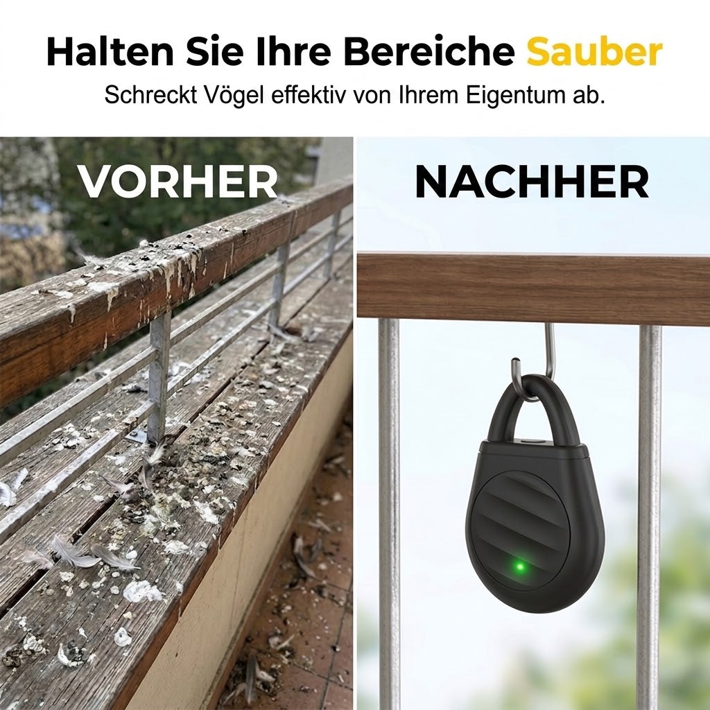 🐦 Schluss mit Vögeln, Schädlingen und Grashüpfern! Tragbarer Ultraschall-Vogelschreck im praktischen Schlüsselanhänger-Design.