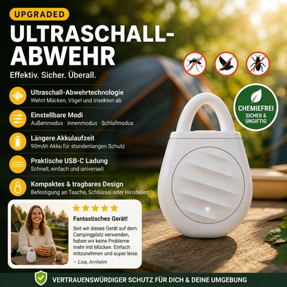 🐦 Schluss mit Vögeln, Schädlingen und Grashüpfern! Tragbarer Ultraschall-Vogelschreck im praktischen Schlüsselanhänger-Design.